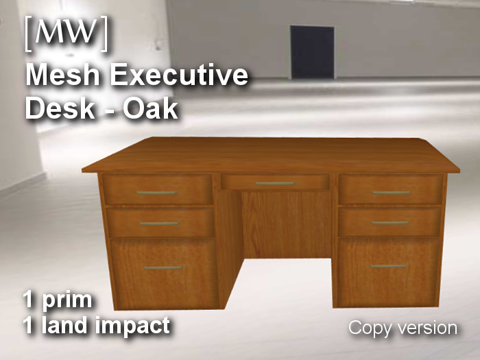 [MW] 1-Prim Mesh Executive Desk - Oak (Copy version)