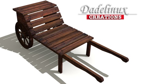 Second Life Marketplace - Decorative Wooden Wheelbarrow - Full Mesh