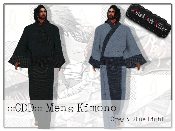 :::CDD:::Mens Kimono Grey & Blue Light