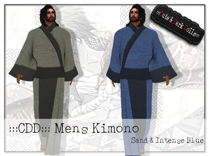 :::CDD:::Mens Kimono Grey & Blue Light