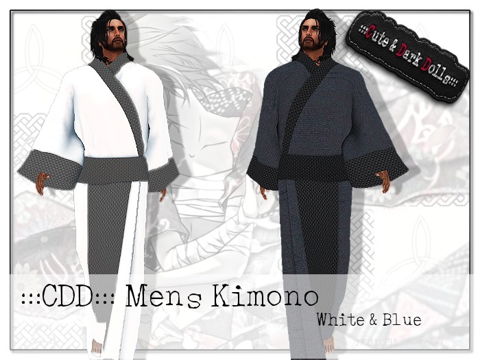 :::CDD:::Mens Kimono Grey & Blue Light