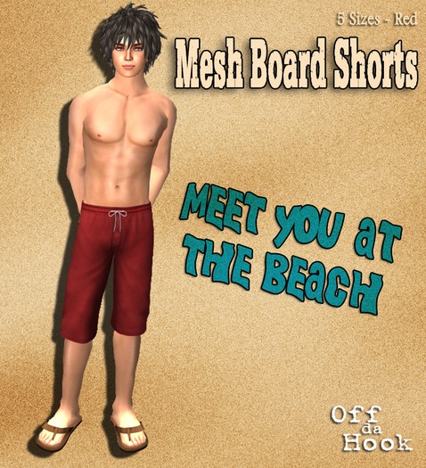 Off da Hook Mesh Board Shorts - Red
