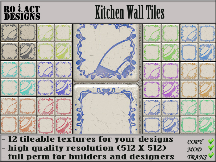 Ro!Act Designs 12 Kitchen Wall Tiles