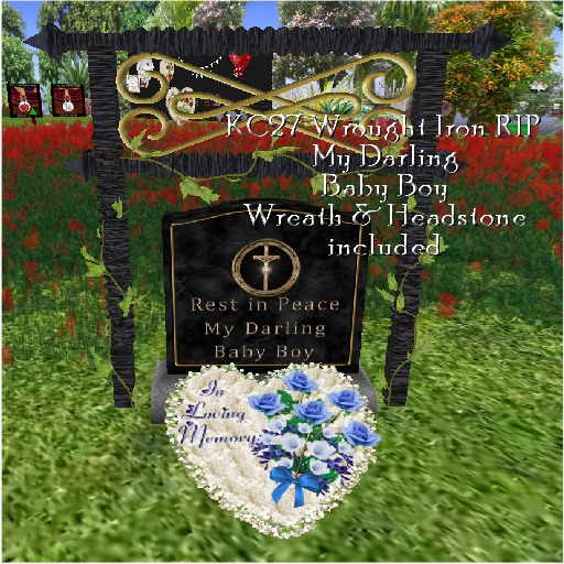 KC27 Wrought Iron RIP My Darling Baby Boy Headstone (RezzMe)
