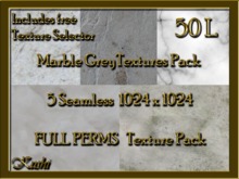 *Kushi* Marble Grey Seamless Texture Pack, Full Perms, High Res 1024 x 1024, Tileable, Repeating