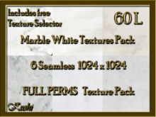 *Kushi* Marble White Seamless Texture Pack, Full Perms, High Res 1024 x 1024, Tileable, Repeating