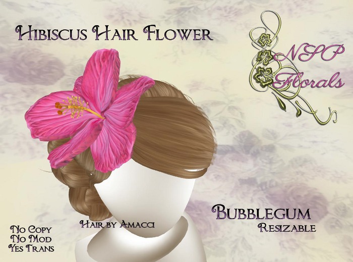 NSP Hibiscus Hair Flower Bubblegum boxed