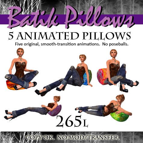 Animated Pillow Set 5-PK :: Batik Hippy ::