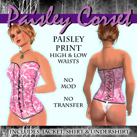 Pink Paisley Corset ~ BOXED