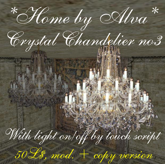 *HOME by Alva* Crystal chandelier no3, MOD. + COPY version, with light script, -50%