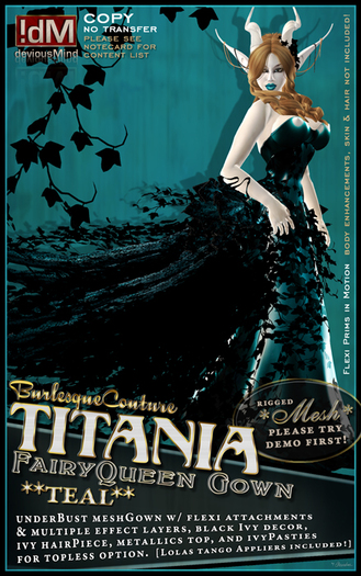 !dM deviousMind: "Titania" **TEAL** FairyQueen Gown