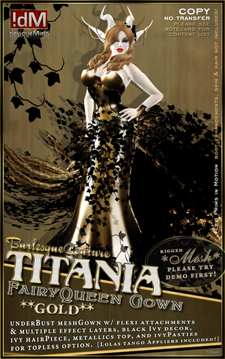 !dM deviousMind: "Titania" **GOLD** FairyQueen Gown