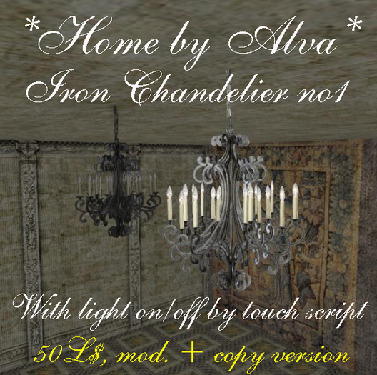 *HOME by Alva* Iron chandelier no 1, MOD. + COPY version, with light script, -50%