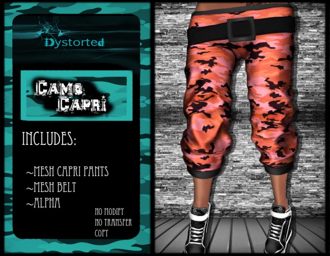 .:Dystorted Camo Capri Orange