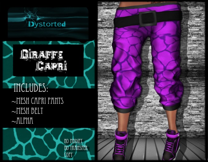 .:Dystorted:. Giraffe Capri Purple