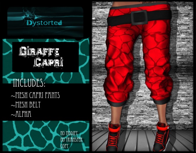 .:Dystorted:. Giraffe Capri Red