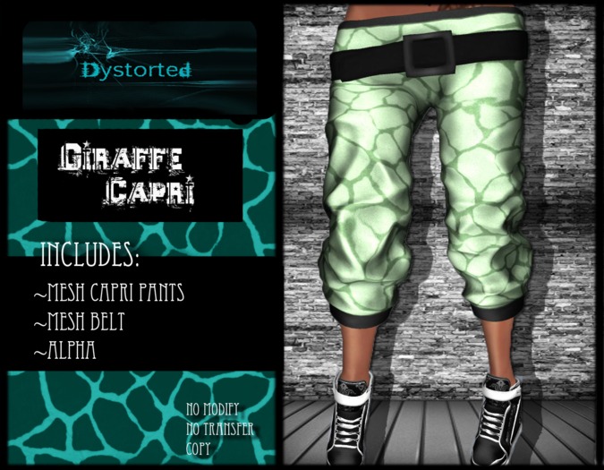 .:Dystorted:. Giraffe Capri Green