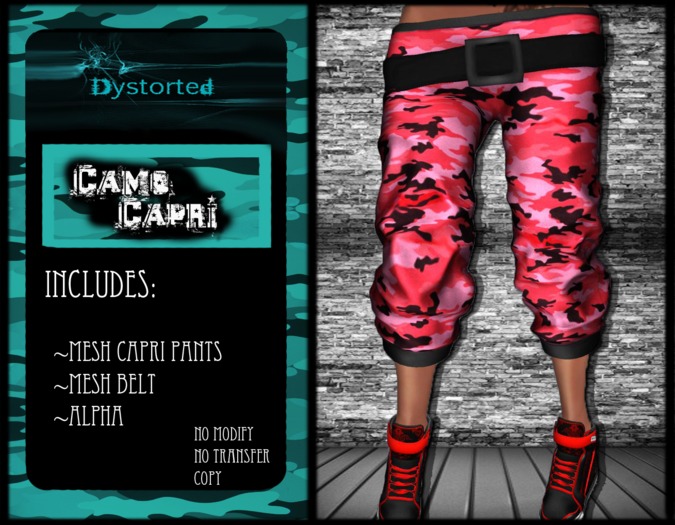 .:Dystorted Camo Capri Red
