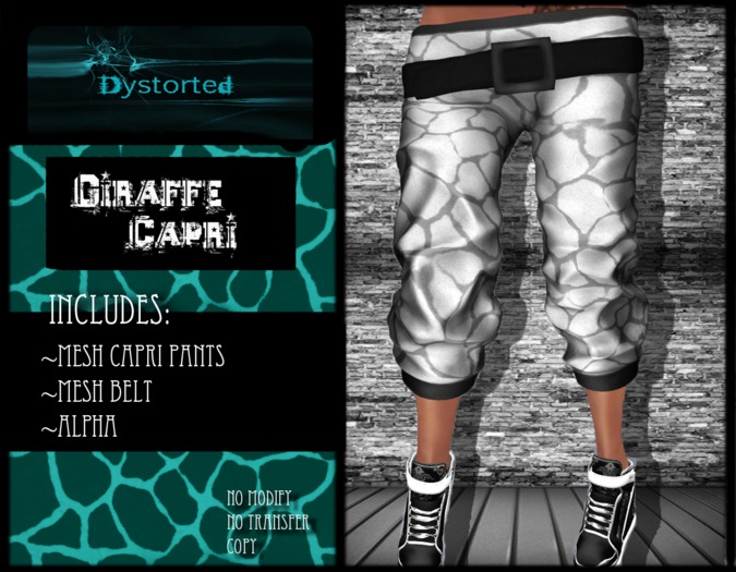 .:Dystorted:. Giraffe Capri White