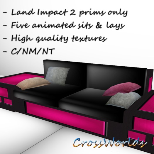 CWS: Sofa with Side Tables Black - 2 prims li only