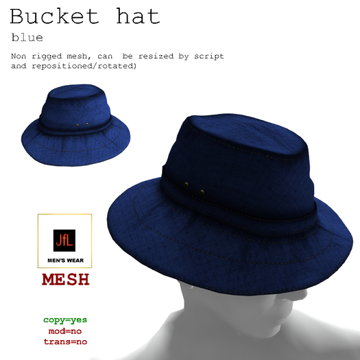 JfL bucket hat, mesh, blue boxed