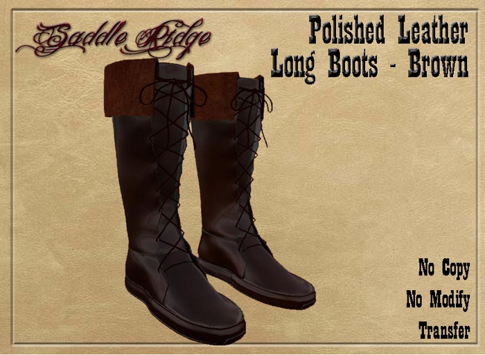 Polished Leather Moccasin Boots - Brown