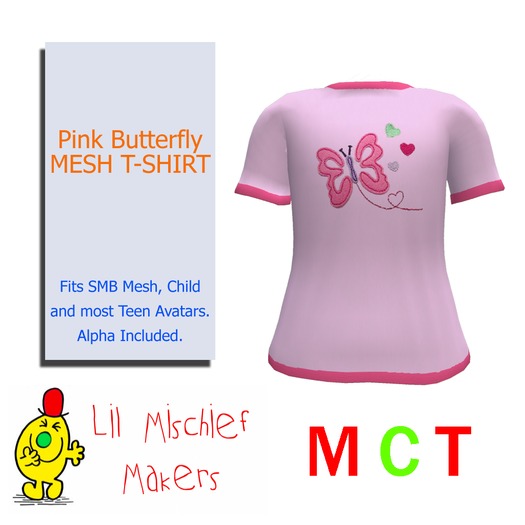 [LMM] Pink Butterfly Mesh T-Shirt