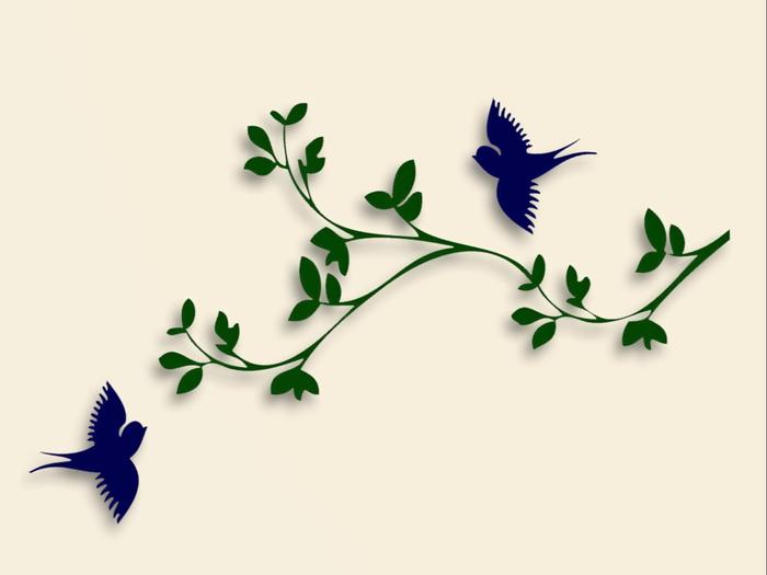 Blue Birds - Green Branch    CUTOUT