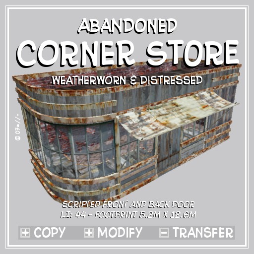 Abandoned Corner Store (Weatherworn & Distressed Prefab)