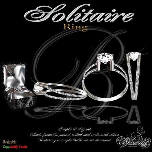 Solitaire - Silver/White Diamond - Ring