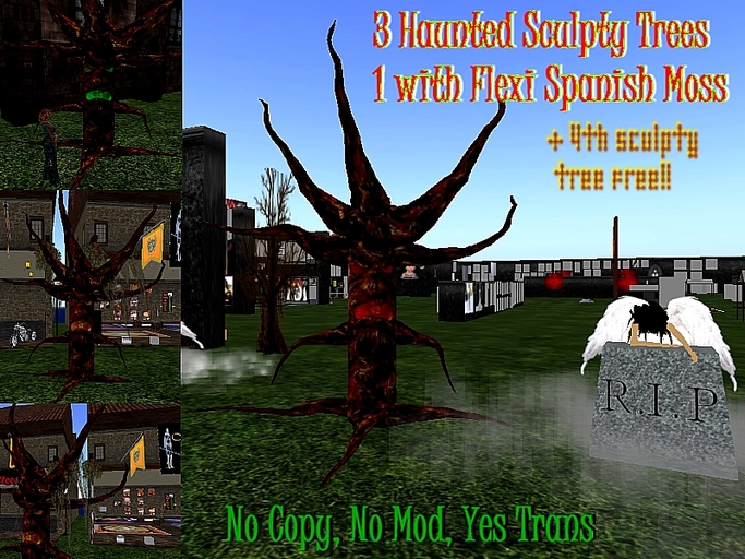 3 Sculpty Haunted Trees +
