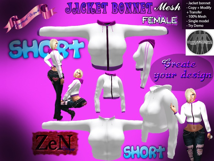 <<ZeN///Desings>> Jacket Bonnet Female Short Full Perm