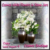 Cosmos White Flowers in Stone Jars (MESH) (Box)