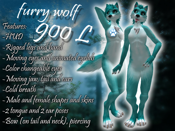 Furry wolf - Turquoise - BFD