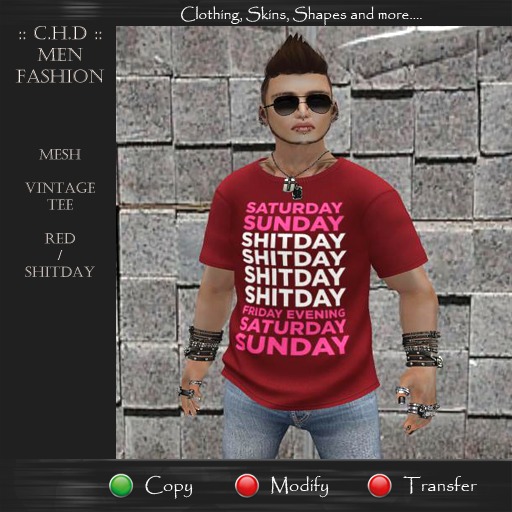 ::[>C.H.D.<]:: Mens MESH Vintage Tees - Red-ShitDay