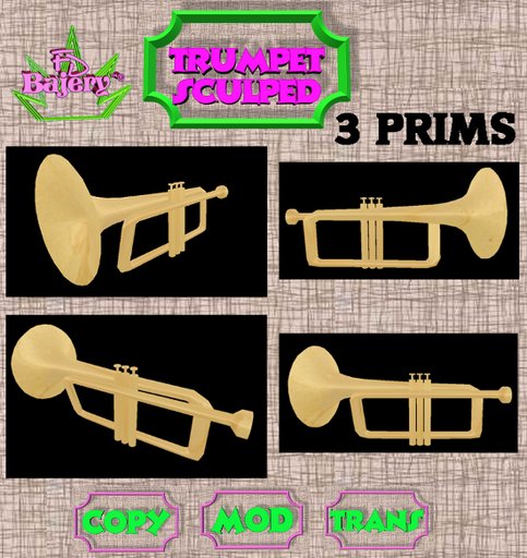 Trumpet sculpted - FULL PERM -  3 Prim