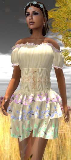 LoMos Designs - Peasant Dress Beige
