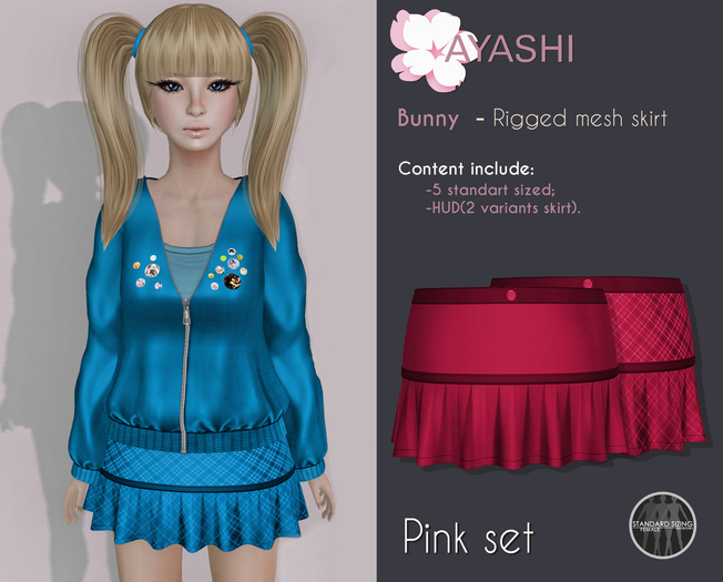 [^.^Ayashi^.^] Bunny-girl skirt-Pink (Rigged Mesh)