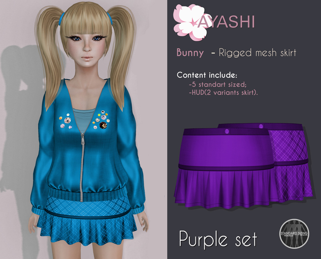 [^.^Ayashi^.^] Bunny-girl skirt-Purple (Rigged Mesh)