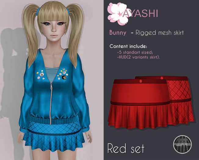 [^.^Ayashi^.^] Bunny-girl skirt-Red (Rigged Mesh)