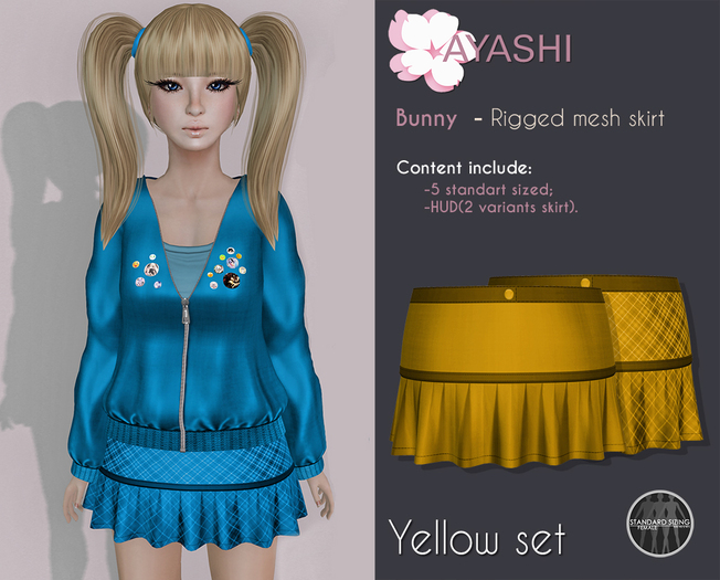 [^.^Ayashi^.^] Bunny-girl skirt-Yellow (Rigged Mesh)
