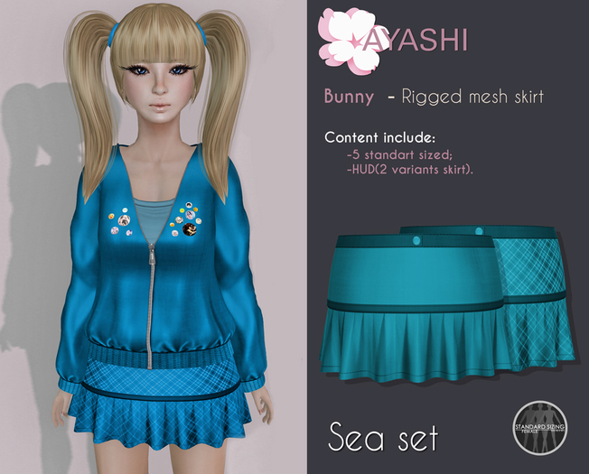 [^.^Ayashi^.^] Bunny-girl skirt-Sea (Rigged Mesh)