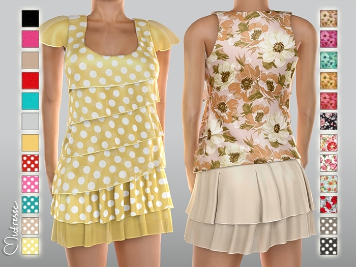 Mutresse . Lili Sheer Blouse with Skirt - 24 Fabrics (Rigged Mesh)