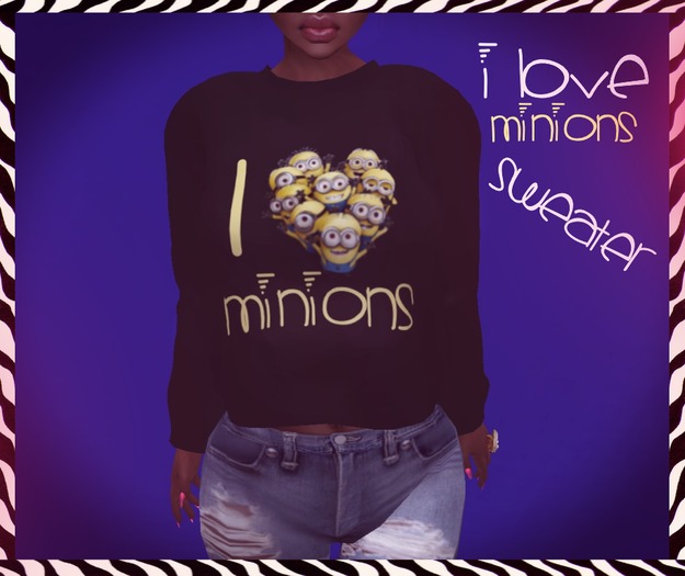 .::YUNGMINDED.:: I LOVE MINIONS  BLACK SWEATER