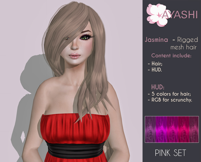 [^.^Ayashi^.^] Jasmina-pink (RIGGED MESH hair)