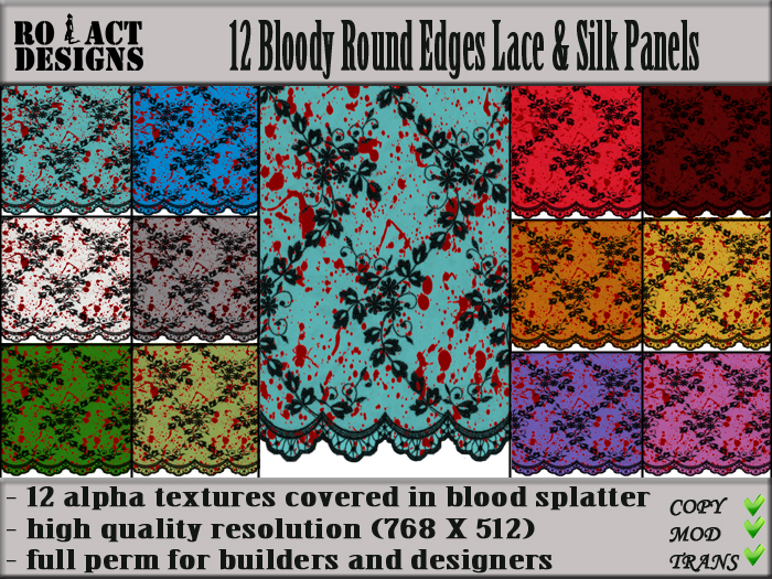 Ro!Act Designs 12 Bloody Round Edges Lace & Silk Panels