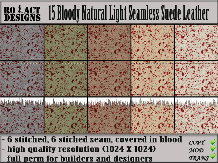 Ro!Act Designs 15 Bloody Natural Light Seamless Suede Leather