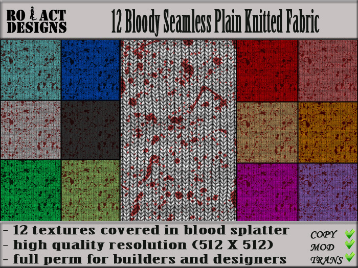 Ro!Act Designs 12 Bloody Seamless Plain Knitted Fabric