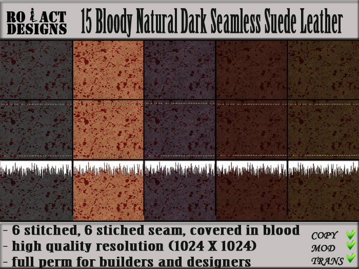 Ro!Act Designs 15 Bloody Natural Dark Seamless Suede Leather