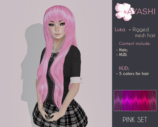 [^.^Ayashi^.^] Luka-pink (RIGGED MESH hair)
